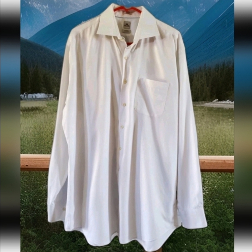 PETER MILLAR Nanoluxe Easycare Crisp White Button Down 17.5/XLong Formal Dress